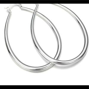 Jewelry - 925 STERLING SILVER CLASSIC LARGE HOOP OVAL DANGLE Jewelry - 925 STERLING SILVER CLASSIC LARGE HOOP OVAL DANGLE